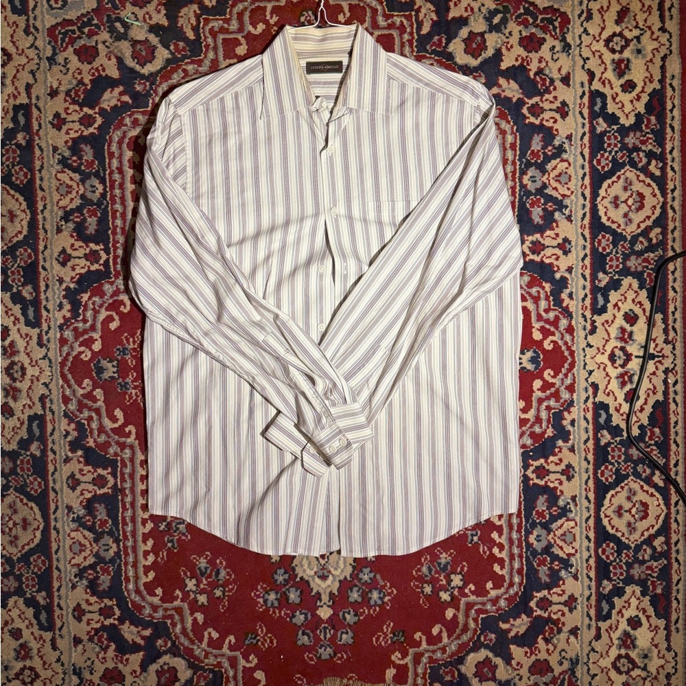Joseph Abboud White and Gray Striped Dress Shirt